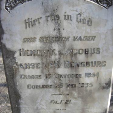 RENSBURG Hendrik Jacobus, Janse van 1854-1935