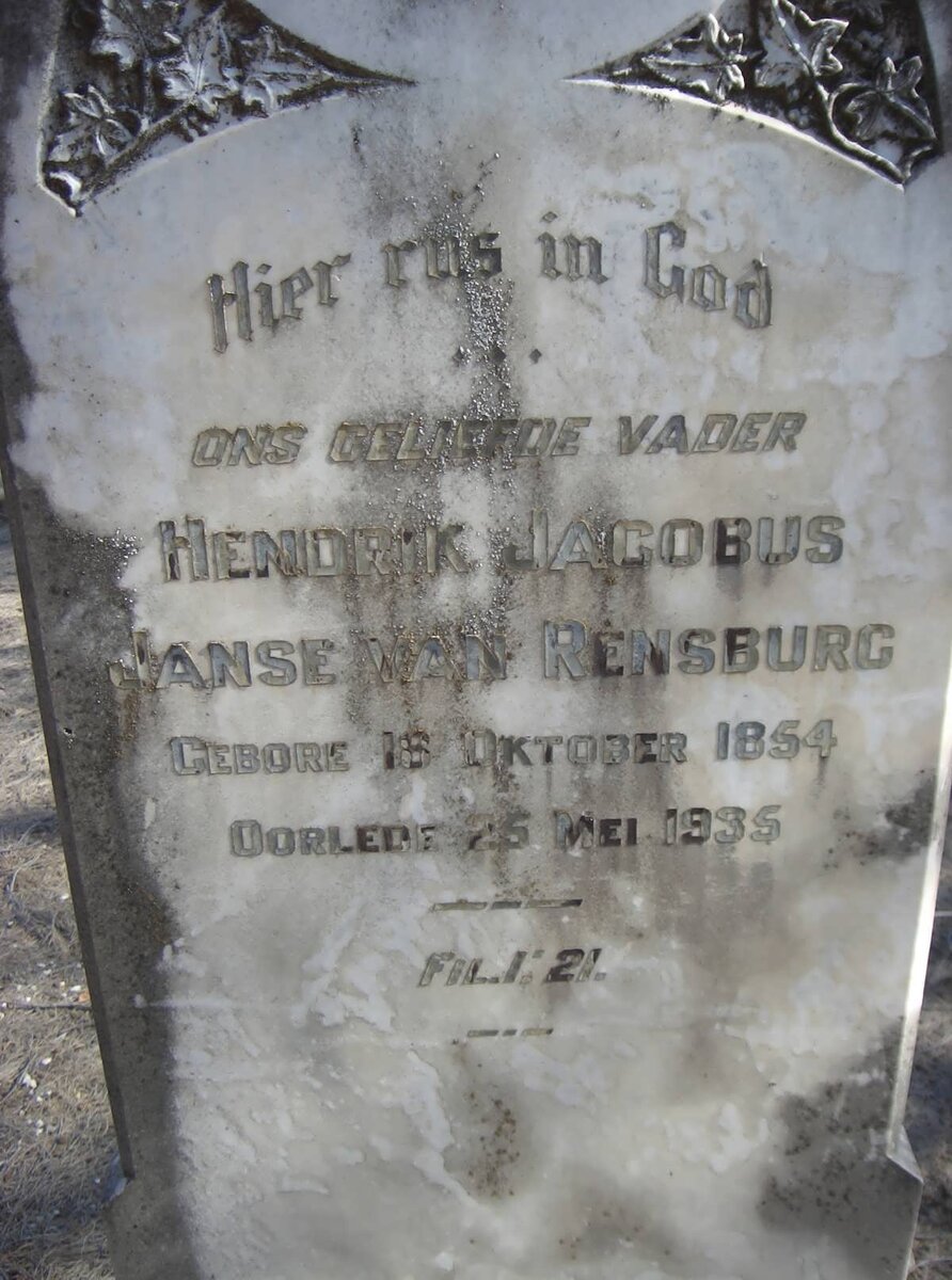 RENSBURG Hendrik Jacobus, Janse van 1854-1935
