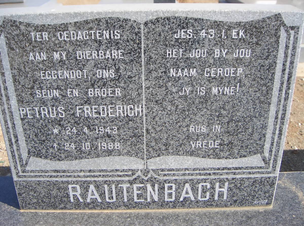 RAUTENBACH Petrus Frederich 1943-1988