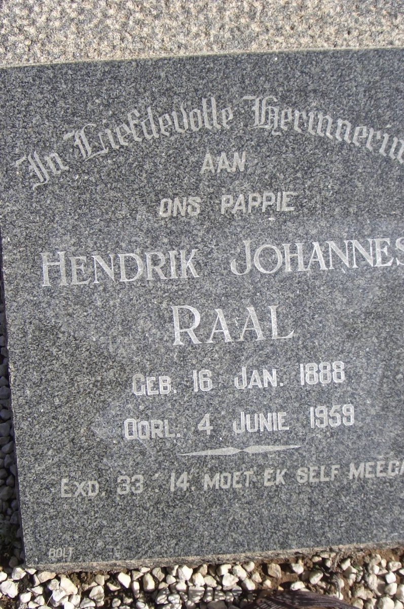 RAAL Hendrik Johannes 1888-1959