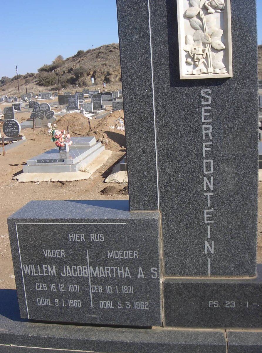 SERFONTEIN Willem Jacob 1871-1960 &amp; Martha A.S. 1871-1962