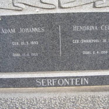 SERFONTEIN Adam Johannes 1893-196? &amp; Hendrina Cecilia SWANEPOEL 1888-1955