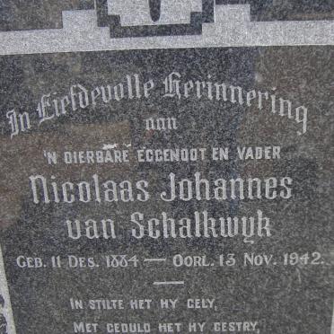 SCHALKWYK Nicolaas Johannes, van 1884-1942 &amp; Isabella Maria GROBBELAAR 1888-1981 