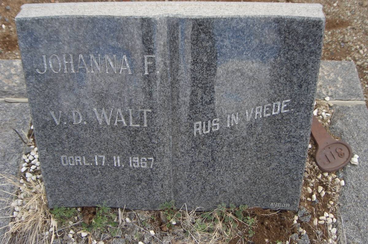 WALT Johanna F., v.d. -1967