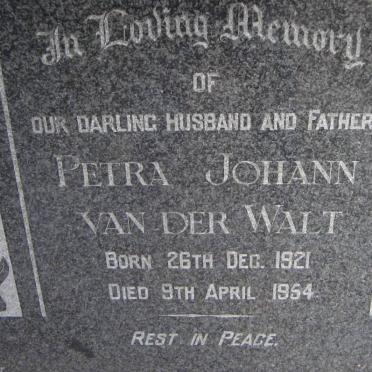 WALT Petra Johann, van der 1921-1954