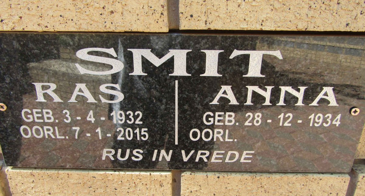 SMIT Ras 1932-2015 &amp; Anna 1934-