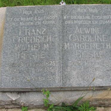 BIESKE Franz Friedrich Wilhelm 1875-1958 &amp; Alwine Caroline Margerethe KORTE 1878-1962
