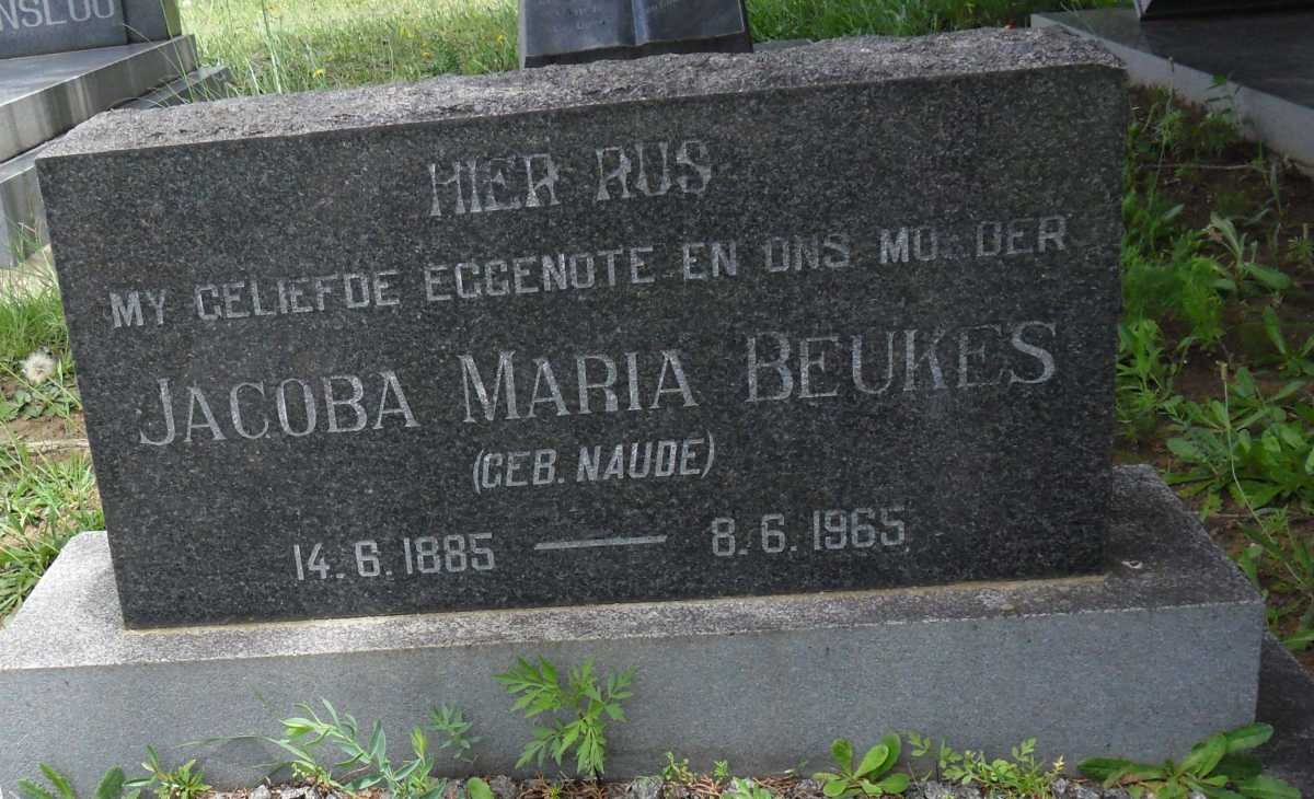 BEUKES Jacoba Maria nee NAUDE 1885-1965