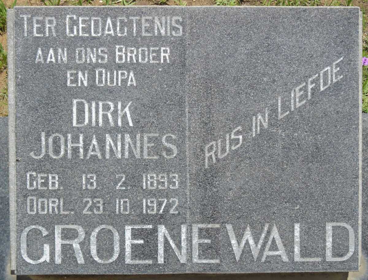 GROENEWALD Dirk Johannes 1893-1972