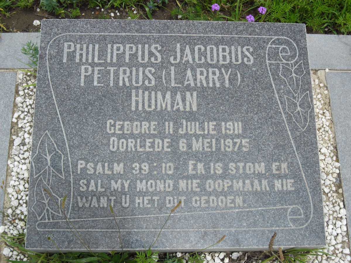 HUMAN Philippus Jacobus Petrus 1911-1975