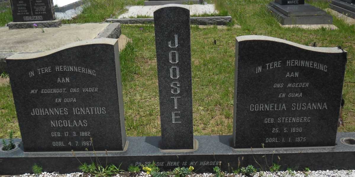 JOOSTE Johannes Ignatius Nicolaas 1882-1967 &amp; Cornelia Susanna STEENBERG 1890-1975