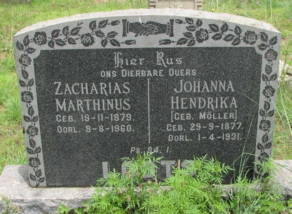 LOOTS Zacharias Marthinus 1879-1960 &amp; Johanna Hendrika MÖLLER 1877-1931