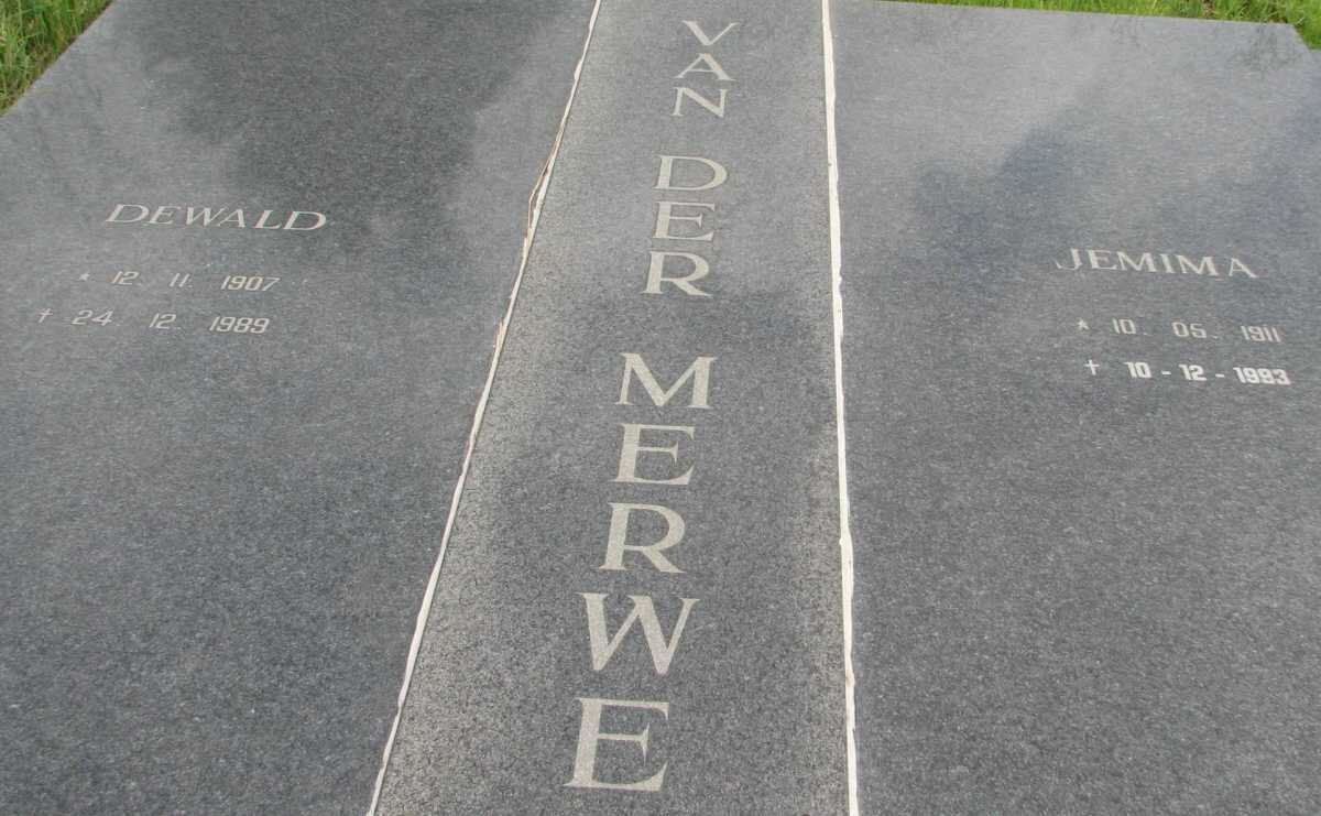 MERWE Dewald, van der 1907-1989 &amp; Jemima 1911-1993