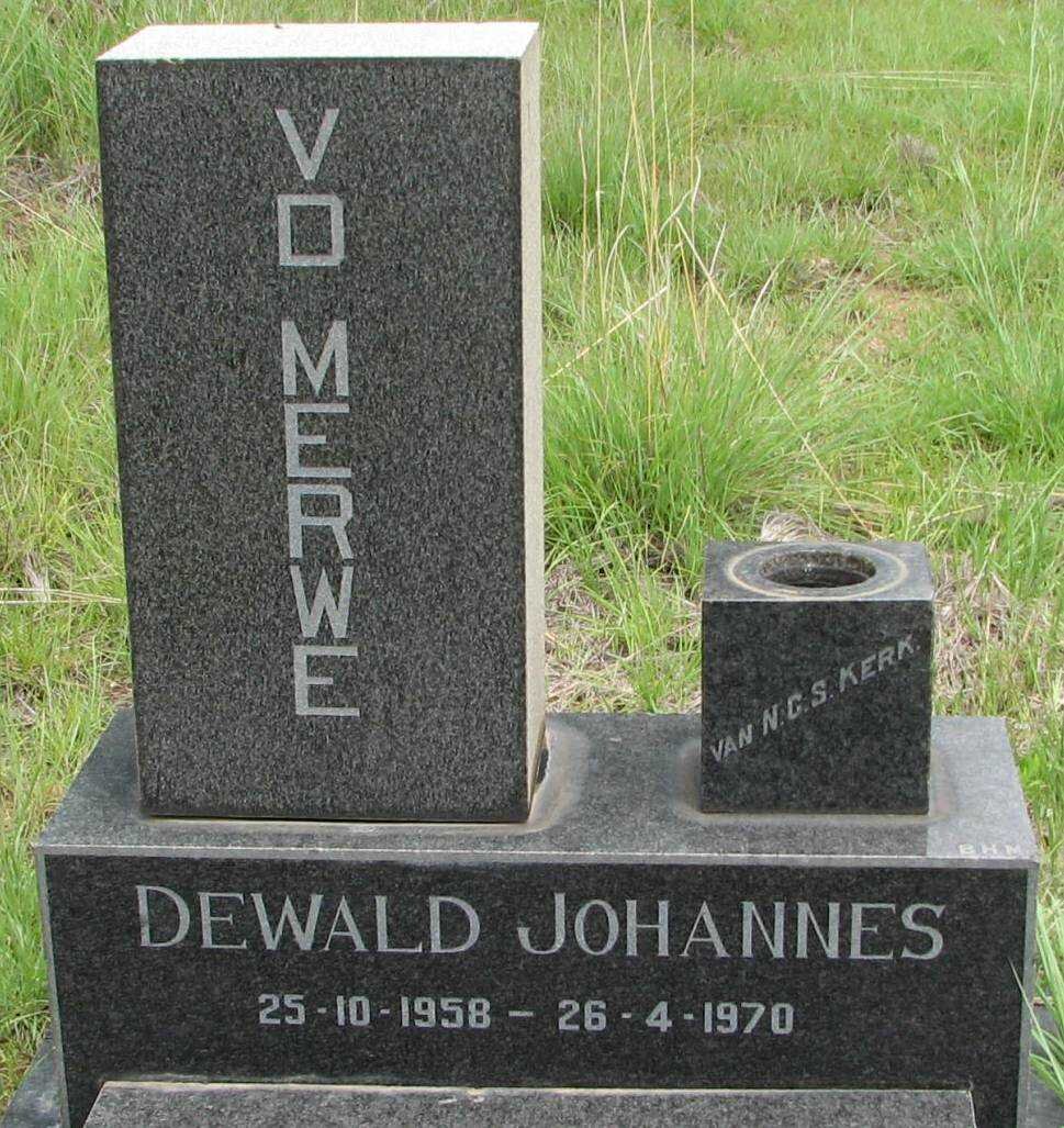 MERWE Dewald Johannes, v.d. 1958-1970
