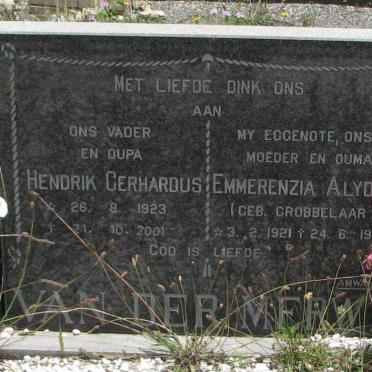 MERWE Hendrik Gerhardus, van der 1923-2001 &amp; Emmerenzia Alydia GROBBELAAR 1921-199?