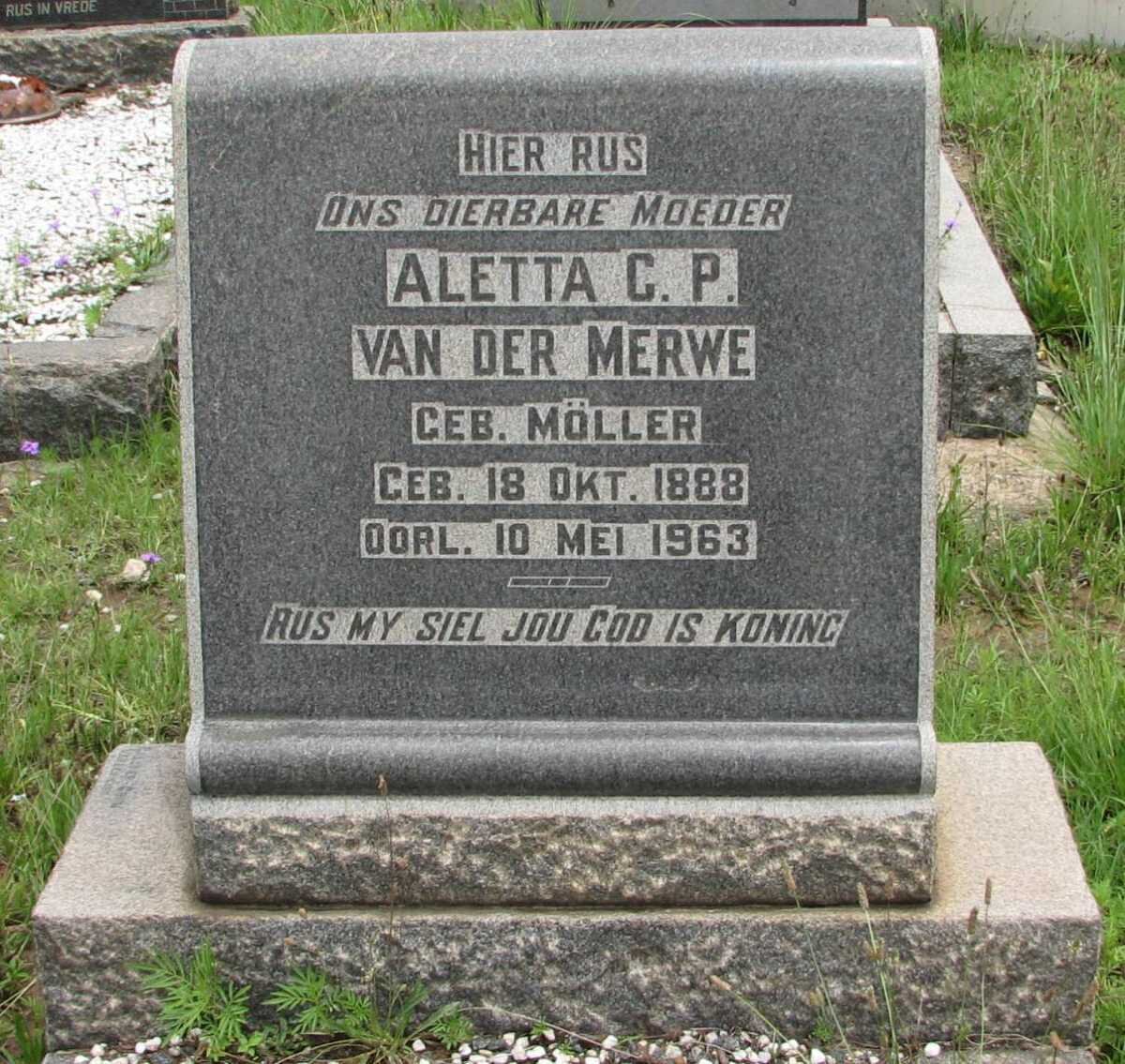 MERWE Aletta C.P., van der nee MÖLLER 1888-1963