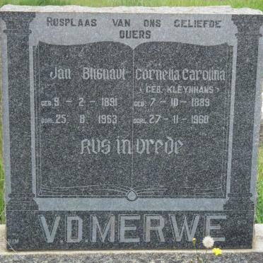 MERWE Jan Blignaut, v.d. 1891-1963 &amp; Cornelia Carolina KLEYNHANS 1889-1960