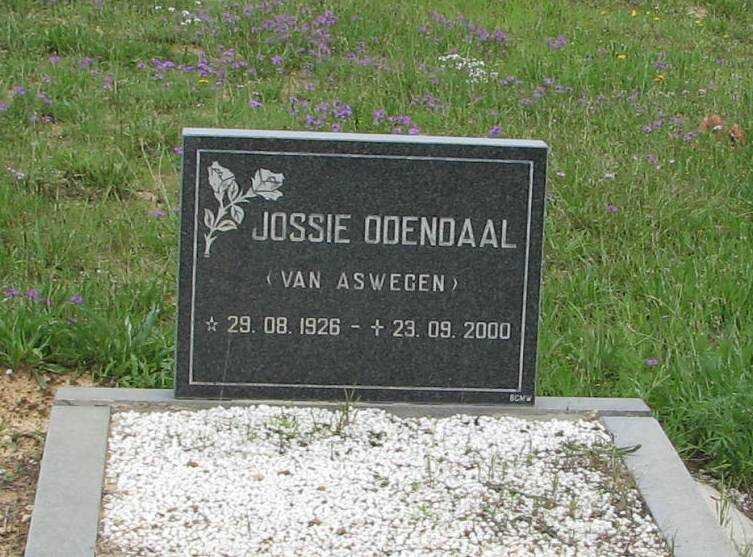 ODENDAAL Jossie nee VAN ASWEGEN 1926-2000