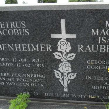 RAUBENHEIMER Petrus Jacobus 1913-1975 &amp; Maria Magdalena Isabella 1924-1999