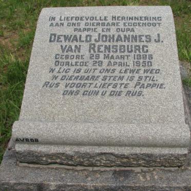 RENSBURG Dewald Johannes, J. van 1886-1950