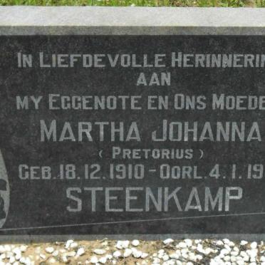 STEENKAMP Martha Johanna nee PRETORIUS 1910-1968