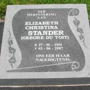 STANDER Elizabeth Christina nee DU TOIT 1914-2007