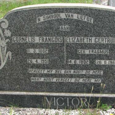 VICTOR Cornelis Francois 1882-1951 &amp; Elizabeth Gertruida ERASMUS 1882-1967