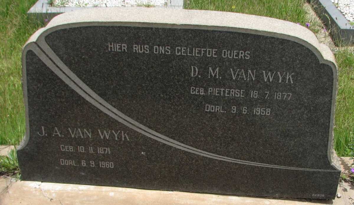 WYK J.A., van 1871-1960 &amp; D.M. PIETERSE 1877-1958