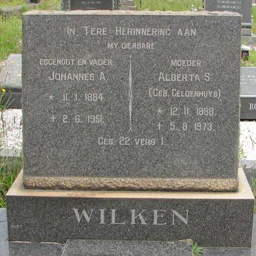 WILKEN Johannes A. 1884-1951 &amp; Alberta S. GELDENHUYS 1898-1973