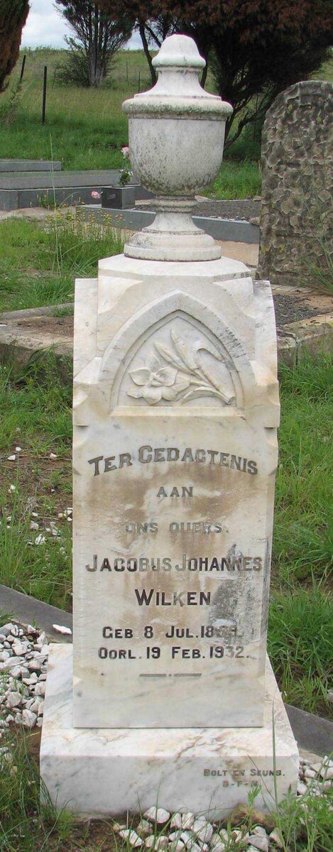 WILKEN Jacobus Johannes 1859-1932 &amp; Anna C.E. FOURIE 186?-1930