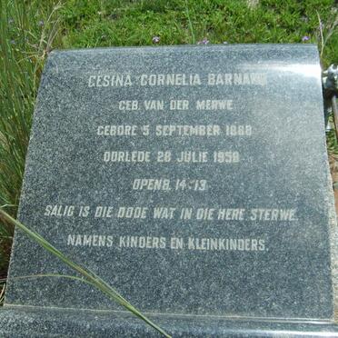 BARNARD Gesina Cornelia nee VAN DER MERWE 1888-1959