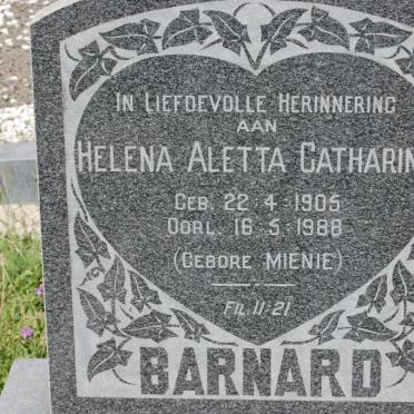 BARNARD Helena Aletta Catharina nee MIENIE 1905-1988