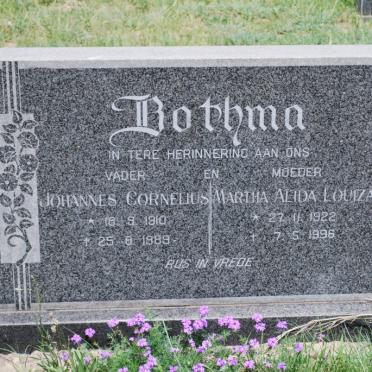 BOTHMA Johannes Cornelius 1910-1989 &amp; Martha Alida Louiza 1922-1996
