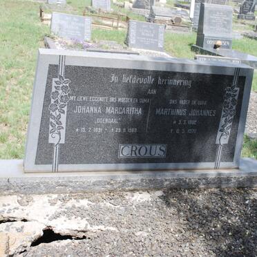 CROUS Marthinus Johannes 1882-1970 &amp; Johanna Margaritha ODENDAAL 1891-1969