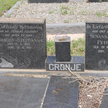 CRONJE Andries Stephanus 1905-1951 &amp; Susanna Elizabeth Petronella DE BEER 1908-1986