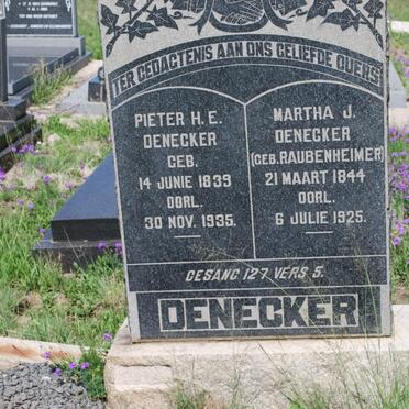 DENECKER Pieter H.E. 1839-1935 &amp; Martha J. RAUBENHEIMER 1844-1925