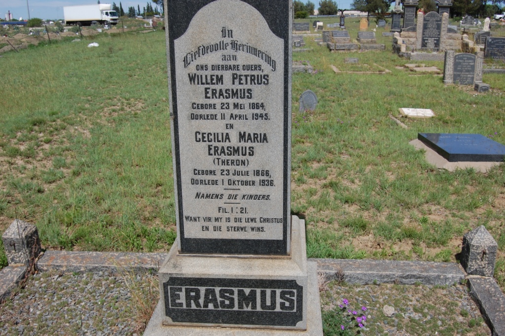 ERASMUS Willem Petrus 1864-1945 &amp; Cecilia Maria THERON 1866-1936