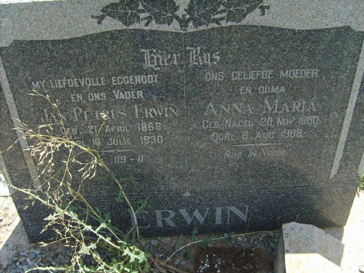 ERWIN Jan Petrus 1866-1930 &amp; Anna Maria NAGEL 1890-1968