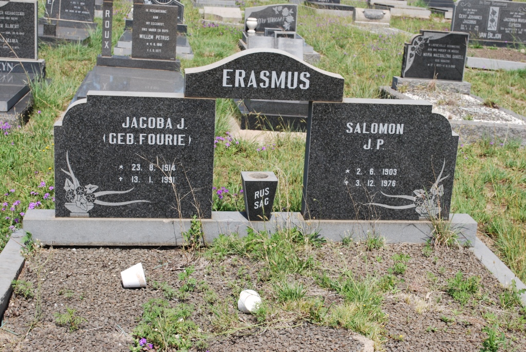 ERASMUS Salomon J.P. 1903-1976 &amp; Jacoba J. FOURIE 1914-1991