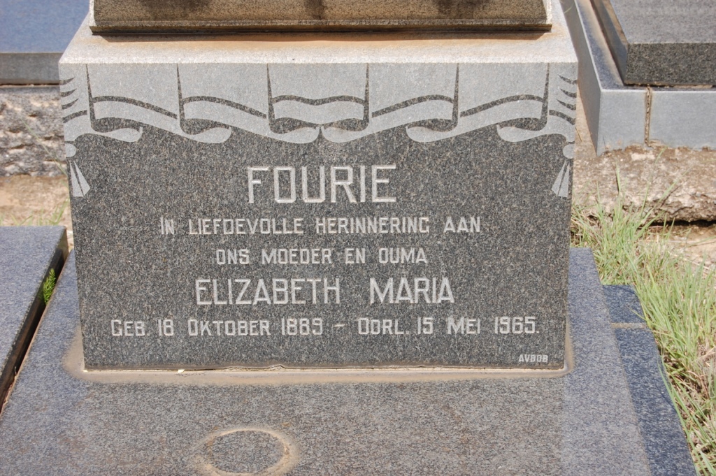 FOURIE Elizabeth Maria 1889-1965