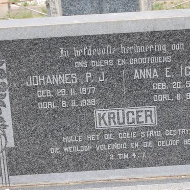 KRÜGER Johannes P.J. 1877-1938 &amp; Anna E. GROBLER 1882-1948