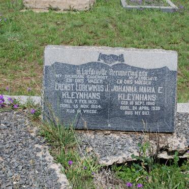 KLEYNHANS Erenst Lodewikus J. 1877-1954 &amp; Johanna Maria E. 1880-1939