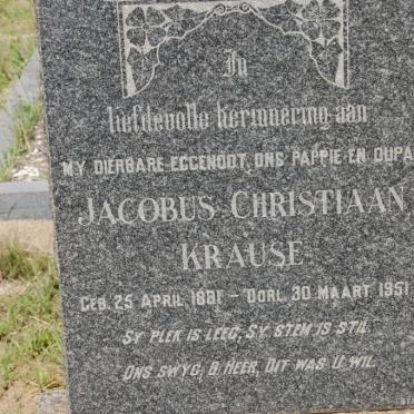 KRAUSE Jacobus Christiaan 1881-1951 &amp; Elizabeth Catharina Johanna CLASE 1888-1958