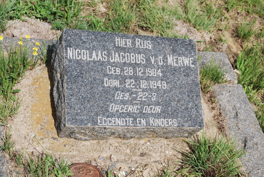 MERWE Nicolaas Jacobus, v.d. 1904-1949