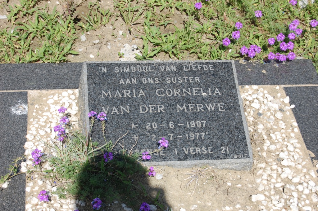 MERWE Maria Cornelia, van der 1907-1977