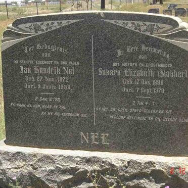 NEL Jan Hendrik 1872-1939 &amp; Susara Elizabeth SLABBERT 1880-1970