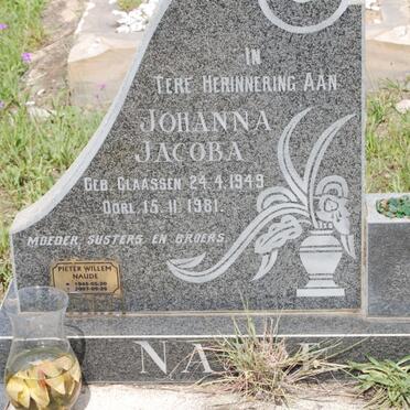 NAUDE Johanna Jacoba nee CLAASSEN 1949-1981 :: NAUDE Pieter Willem 1945-2007