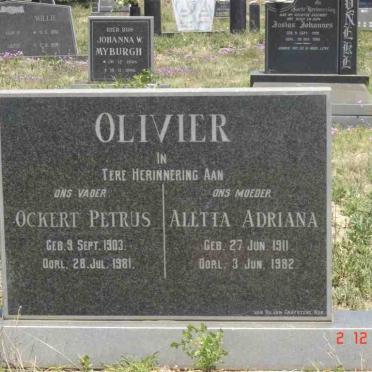 OLIVIER Ockert Petrus 1903-1981 &amp; Aletta Adriana 1911-1982