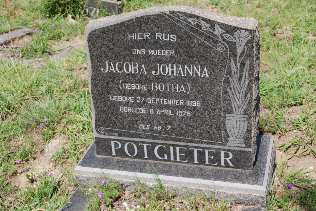 POTGIETER Jacoba Johanna nee BOTHA 1896-1975