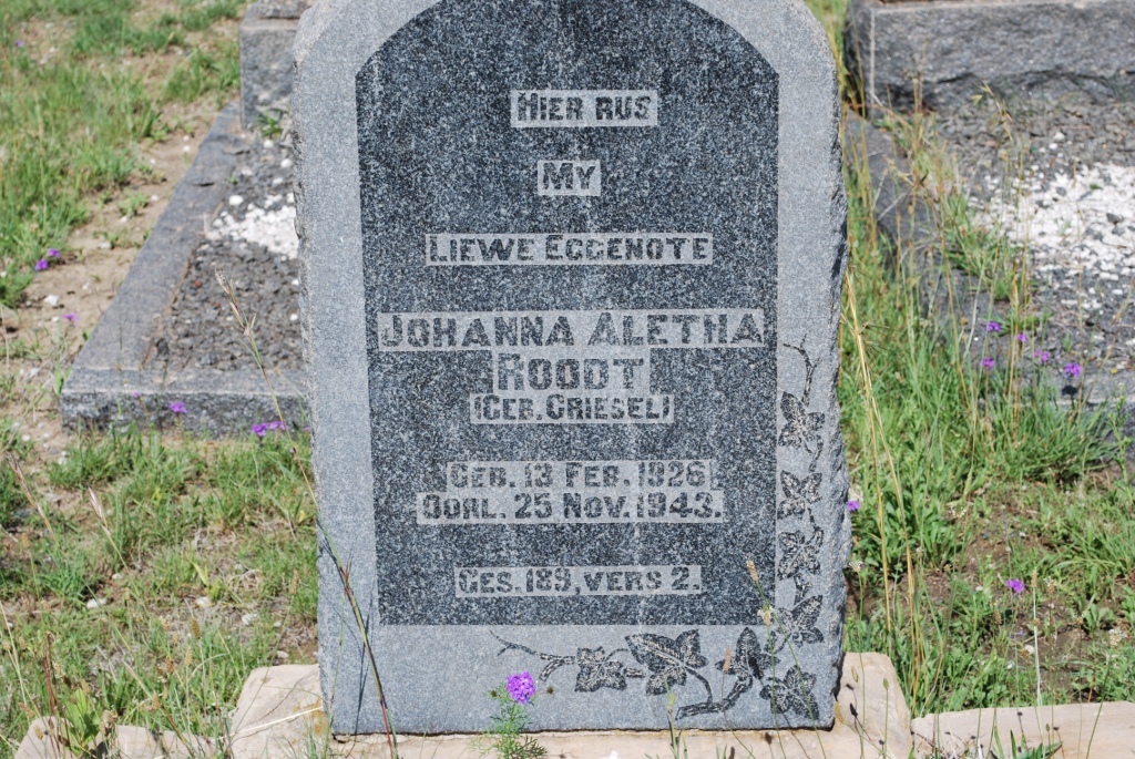 ROODT Johanna Aletha nee GRIESEL 1926-1943